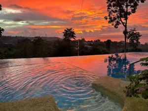 Beautiful Sunset View at Swimming Pool of Ylay Resort